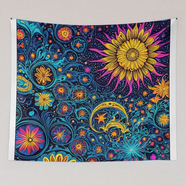 Item preview, Psychedelic Flowers Neon Pattern designed and sold by Uday24.