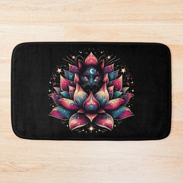 Item preview, Colorful Abstract Cosmic Cat in Lotus Flower designed and sold by TomFrontierArt.