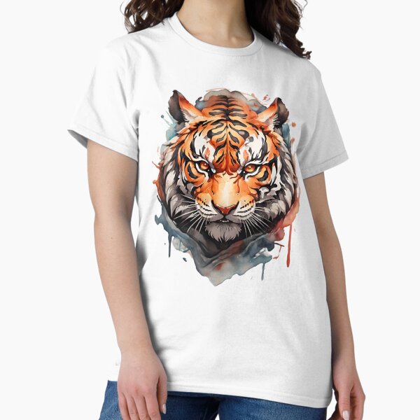 Vista previa del artículo con la obra «Cara de tigre acuarela», diseñado y vendido por PolygonPinnacle.