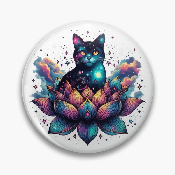 Item preview, Colorful Abstract Cosmic Cat in Lotus Flower designed and sold by TomFrontierArt.