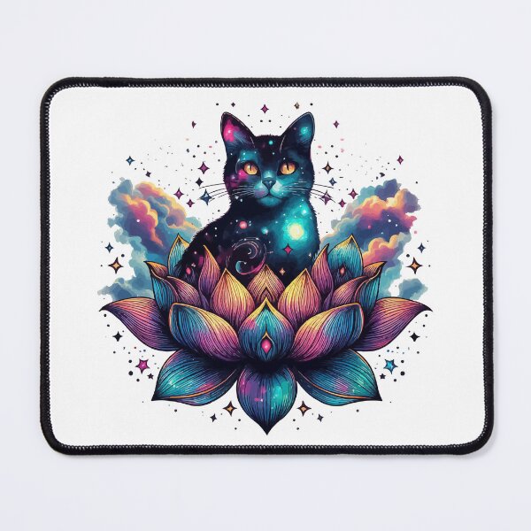Item preview, Colorful Abstract Cosmic Cat in Lotus Flower designed and sold by TomFrontierArt.