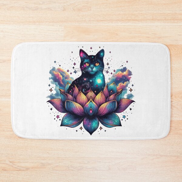 Item preview, Colorful Abstract Cosmic Cat in Lotus Flower designed and sold by TomFrontierArt.