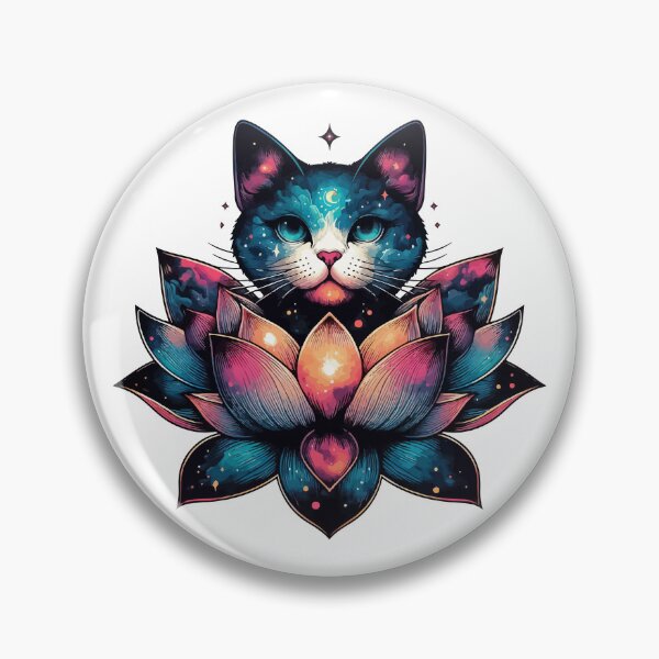 Item preview, Colorful Abstract Cosmic Cat in Lotus Flower designed and sold by TomFrontierArt.