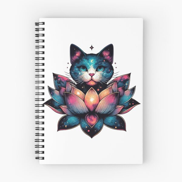 Item preview, Colorful Abstract Cosmic Cat in Lotus Flower designed and sold by TomFrontierArt.