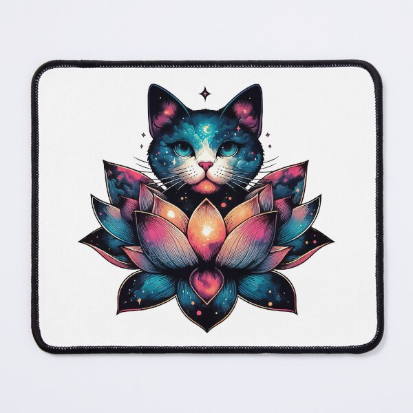 Item preview, Colorful Abstract Cosmic Cat in Lotus Flower designed and sold by TomFrontierArt.