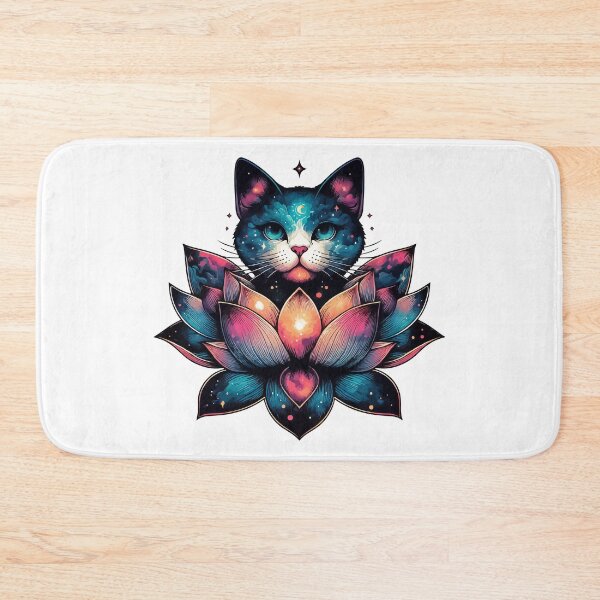 Item preview, Colorful Abstract Cosmic Cat in Lotus Flower designed and sold by TomFrontierArt.