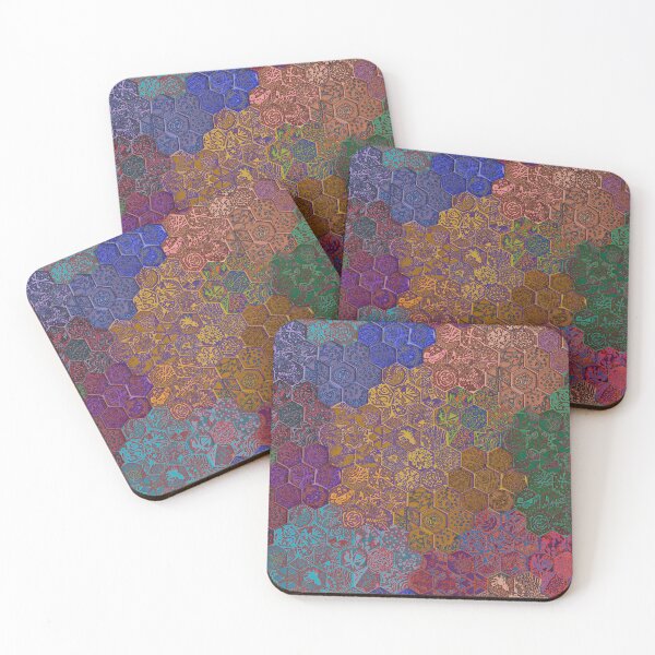 Item preview, Hexagon Tiles with Geometric Patterns (Vibrant) designed and sold by thecakelin.