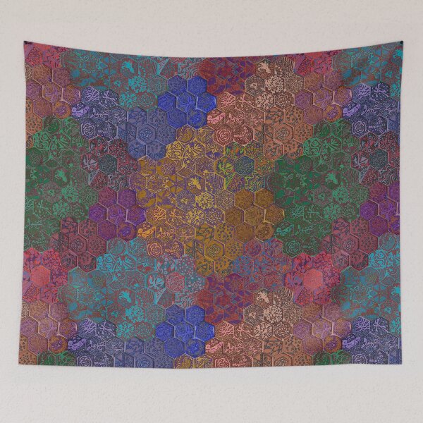 Item preview, Hexagon Tiles with Geometric Patterns (Vibrant) designed and sold by thecakelin.