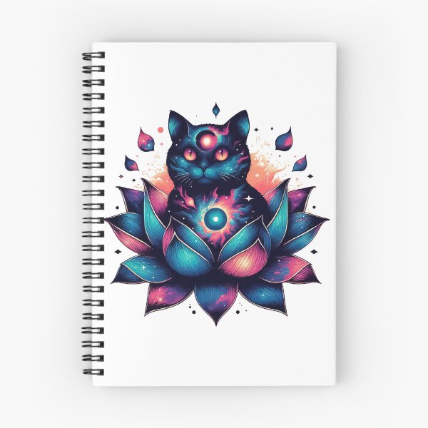 Item preview, Colorful Abstract Cosmic Cat in Lotus Flower designed and sold by TomFrontierArt.