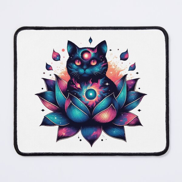 Item preview, Colorful Abstract Cosmic Cat in Lotus Flower designed and sold by TomFrontierArt.
