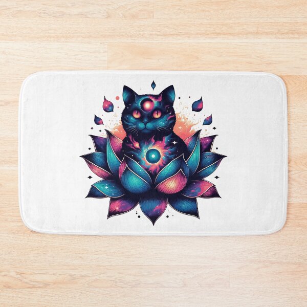 Item preview, Colorful Abstract Cosmic Cat in Lotus Flower designed and sold by TomFrontierArt.