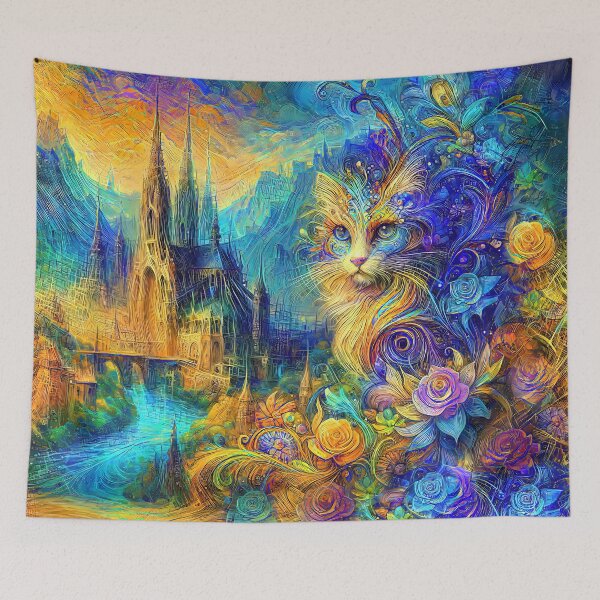Item preview, Abstract abstraction of castle and cat. DeepDream designed and sold by blackhalt.