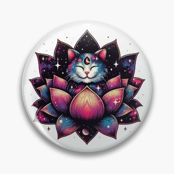 Item preview, Colorful Abstract Cosmic Cat in Lotus Flower designed and sold by TomFrontierArt.