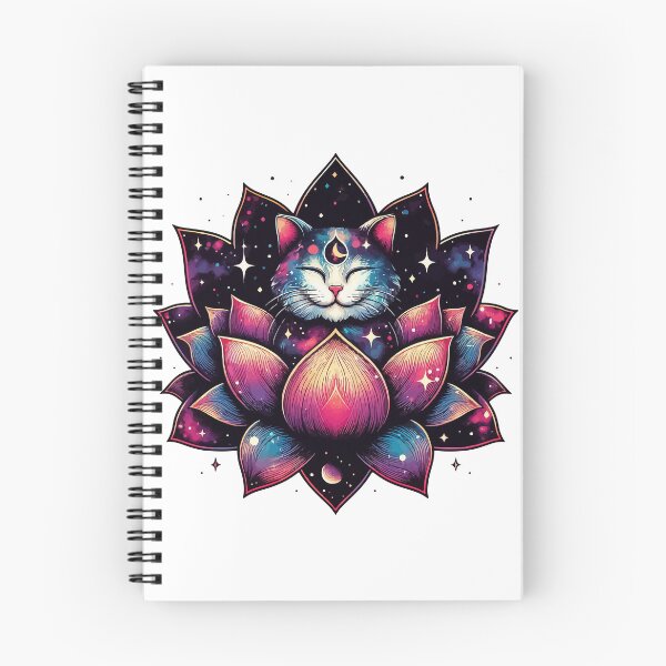 Item preview, Colorful Abstract Cosmic Cat in Lotus Flower designed and sold by TomFrontierArt.
