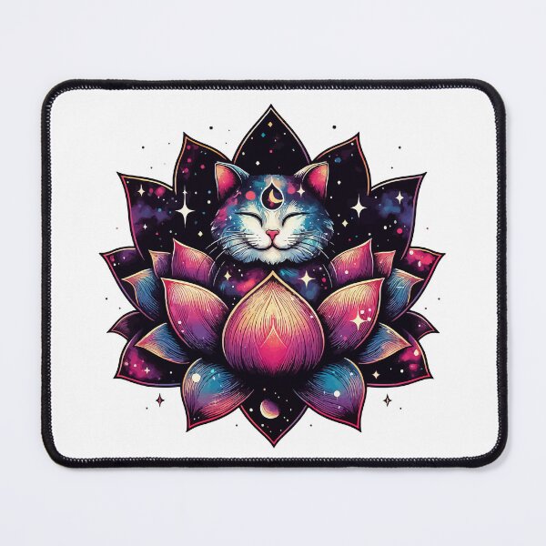 Item preview, Colorful Abstract Cosmic Cat in Lotus Flower designed and sold by TomFrontierArt.