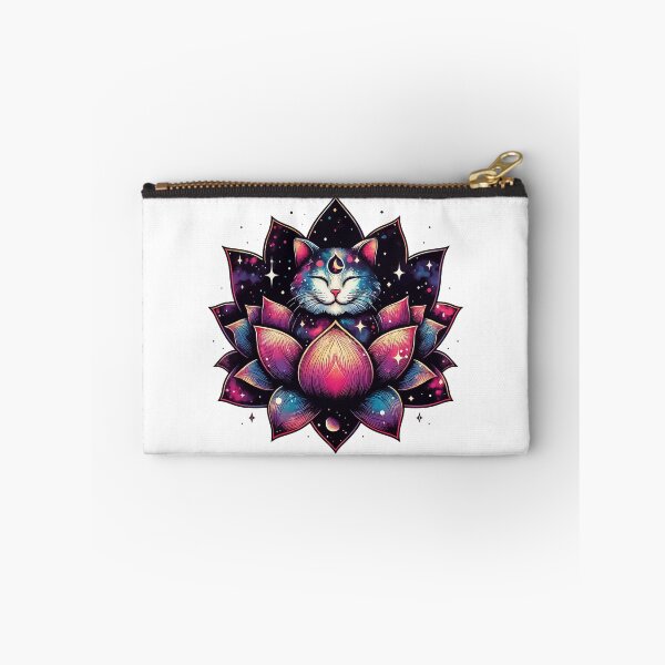 Item preview, Colorful Abstract Cosmic Cat in Lotus Flower designed and sold by TomFrontierArt.