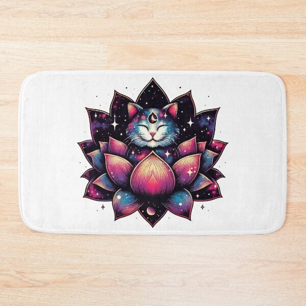Item preview, Colorful Abstract Cosmic Cat in Lotus Flower designed and sold by TomFrontierArt.