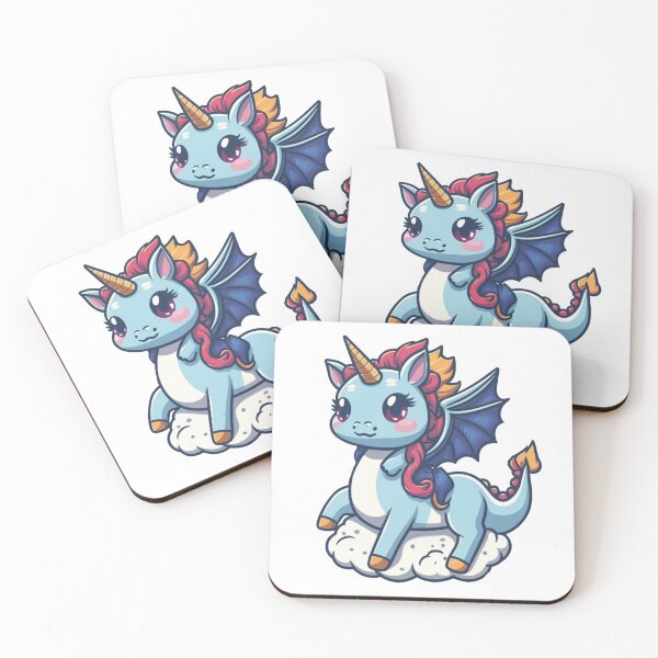 Item preview, cute blue unicorn on cloud with wings designed and sold by bukajart.