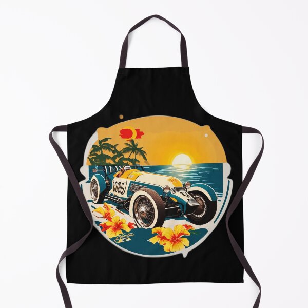 Item preview, Vintage Retro Race Car at Sunset with Hawaii Orchids designed and sold by NautiChic.