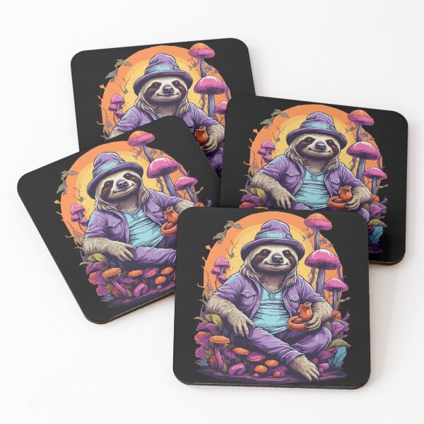 Item preview, Sloth Psychedelic Art Goa Trance Forest Mushrooms designed and sold by LuminOrb.