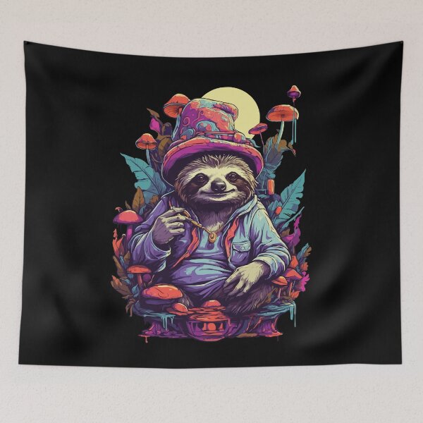 Item preview, Sloth Psychedelic Art Forest Mushrooms Music Festival designed and sold by LuminOrb.