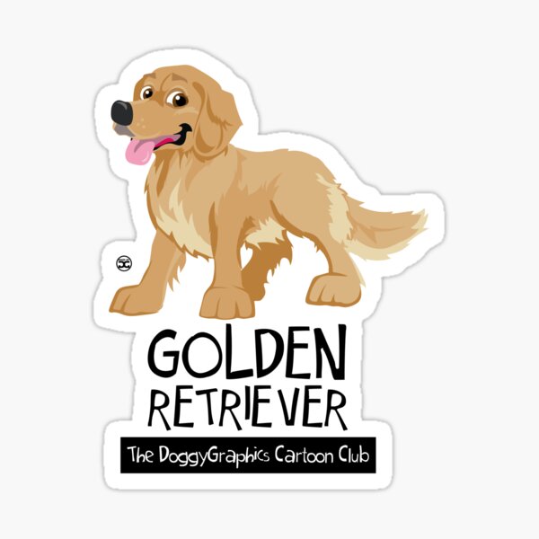 "Golden Retriever CartoonClub" Sticker by DoggyGraphics | Redbubble