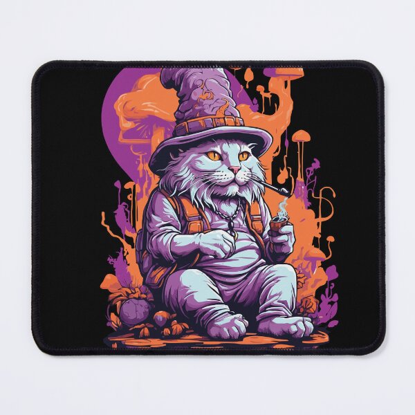 Item preview, Psychedelic Art Forest Mushrooms Goa Trance Cat designed and sold by LuminOrb.