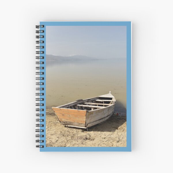 Fishing Boat in Pogradec Albania Spiral Notebook