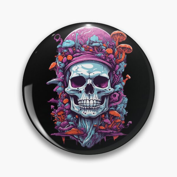 Item preview, Psychedelic Art and Forest Mushrooms Skull Design designed and sold by LuminOrb.