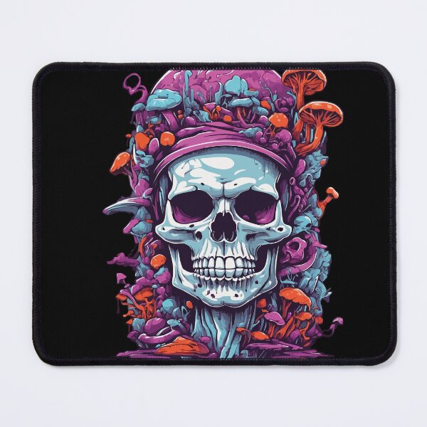 Item preview, Psychedelic Art and Forest Mushrooms Skull Design designed and sold by LuminOrb.