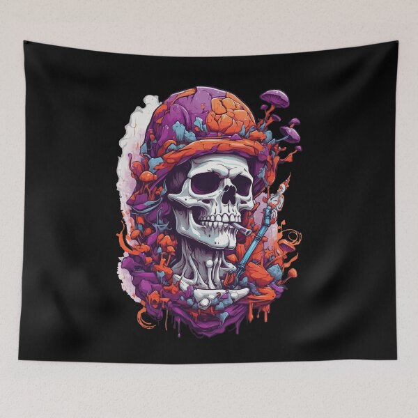 Item preview, Psychedelic Skull Art Forest Mushrooms Music Festival designed and sold by LuminOrb.