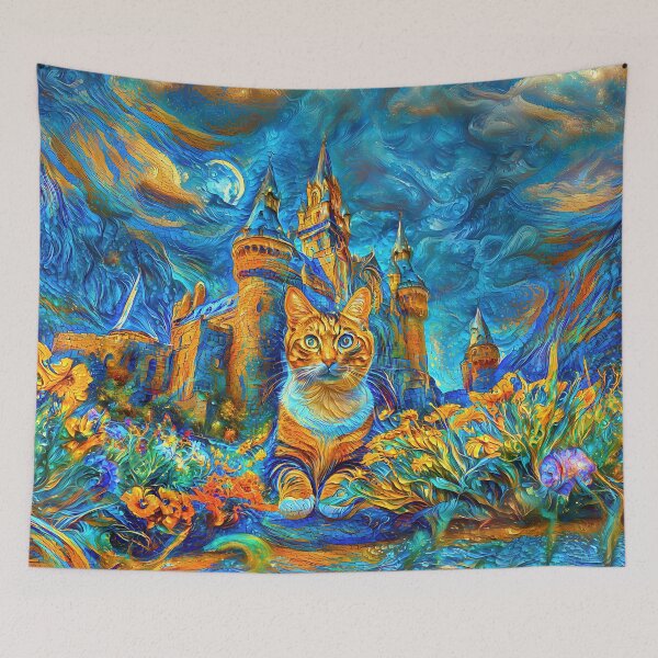 Item preview, Abstraction of castle and cat. DeepDream designed and sold by blackhalt.