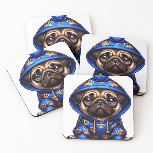 Item preview, Regal Pug in Royal Blue Hoodie - Majestic Pet Portrait designed and sold by MysteriousBazar.
