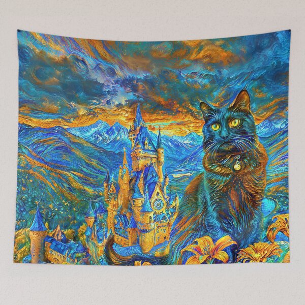Item preview, Abstraction of castle and cat. DeepDream designed and sold by blackhalt.