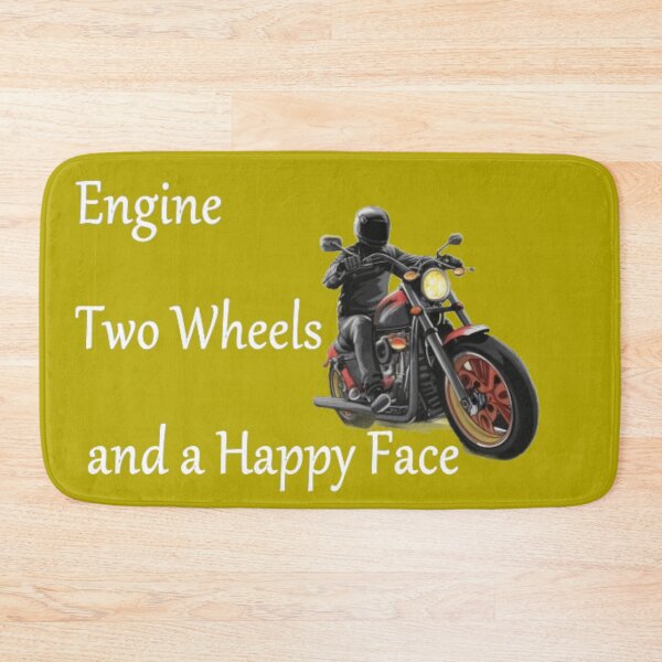 Item preview, Motorcyclist with the text 'Engine, two wheels and a happy face' designed and sold by Tomasz  Siennicki.