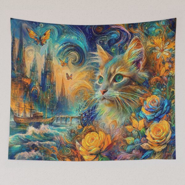 Item preview, Abstraction of castle and cat. DeepDream designed and sold by blackhalt.