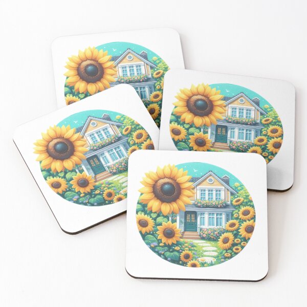 Item preview, sunflower in front of a house landscape floral flowers designed and sold by Expressions-Sel.