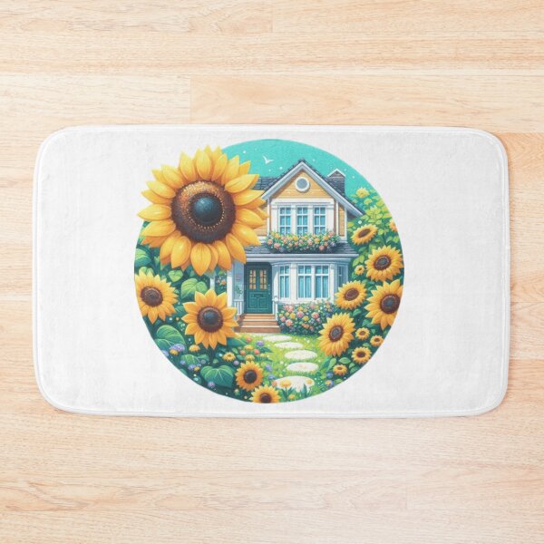 Item preview, sunflower in front of a house landscape floral flowers designed and sold by Expressions-Sel.
