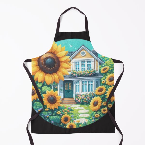 Item preview, sunflower in front of a house landscape floral flowers designed and sold by Expressions-Sel.