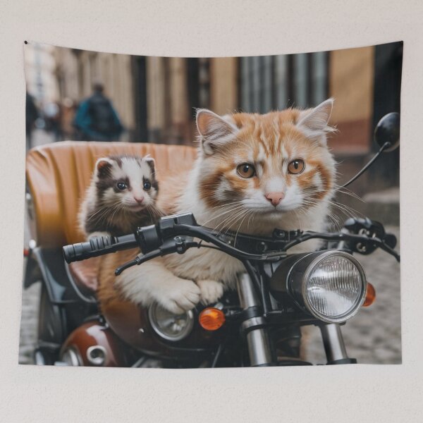 Item preview, Cat & Ferret on a motorcycle designed and sold by tatty58.
