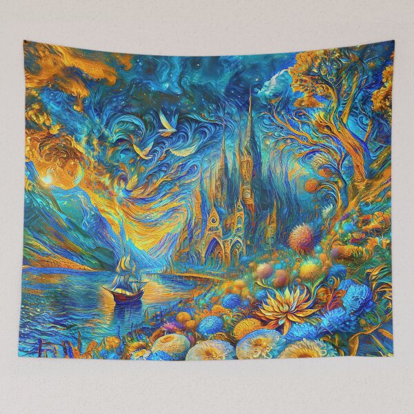 Item preview, Abstraction of castle and cat. DeepDream designed and sold by blackhalt.