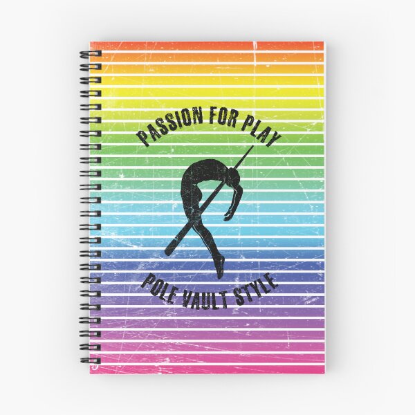 Item preview, Black silhouette of a pole vaulter against the background of rainbow stripes designed and sold by HarridanCreates.