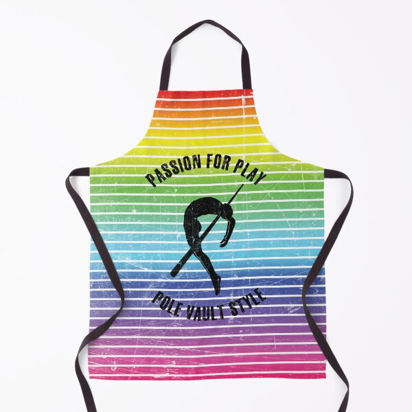 Item preview, Black silhouette of a pole vaulter against the background of rainbow stripes designed and sold by HarridanCreates.