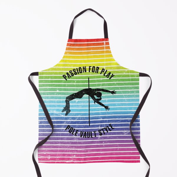 Item preview, Black silhouette of a female pole vaulter against the background of rainbow stripes designed and sold by HarridanCreates.