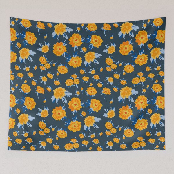 Item preview, Sunset Hues: Marigold and Daisy Bliss in Blue and Orange - A Vibrant Spring in Sydney designed and sold by Jay Dee Dearness.
