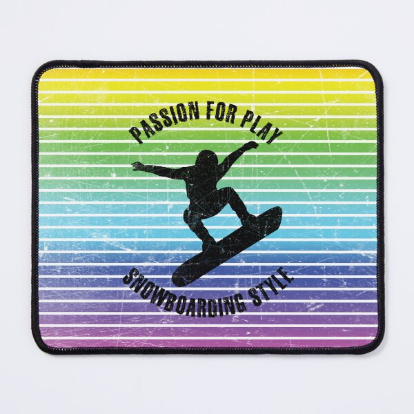 Item preview, Black silhouette of a snowboarder against the background of rainbow stripes designed and sold by HarridanCreates.