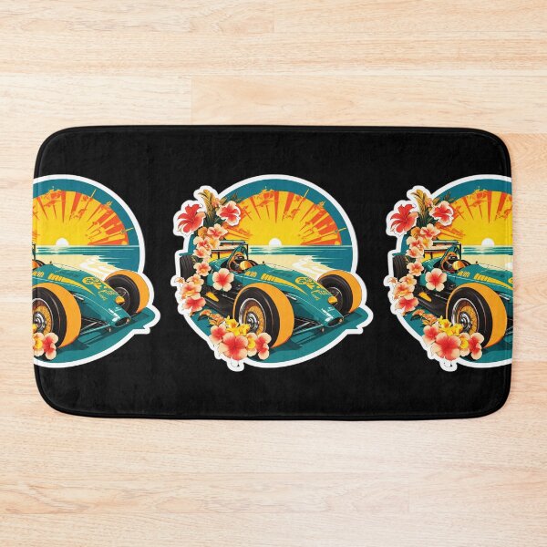 Item preview, Vintage Retro Racecar at Sunset with Hawaii Orchids designed and sold by NautiChic.