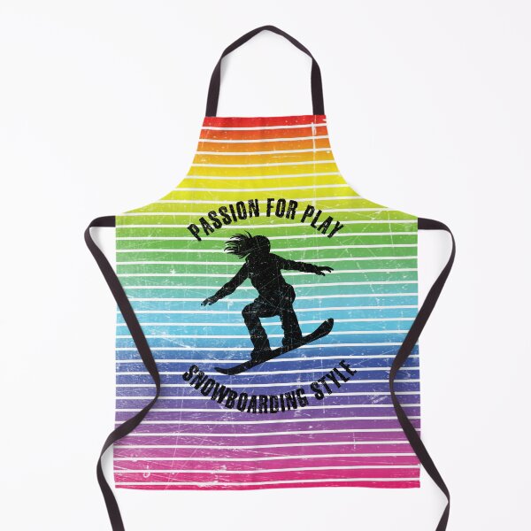 Artikelvorschau, Schwarze Silhouette einer Snowboarderin vor dem Hintergrund von Regenbogenstreifen entworfen und verkauft von HarridanCreates.