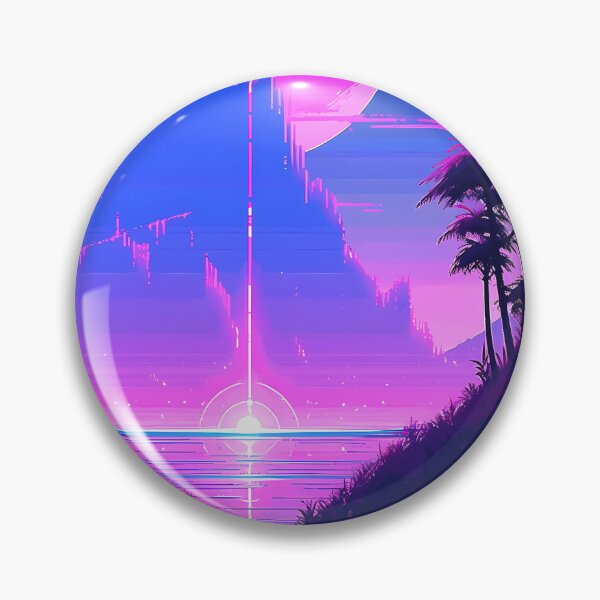 Item preview, Vaporwave Neon Mountain- Pixel art designed and sold by octoboobs.