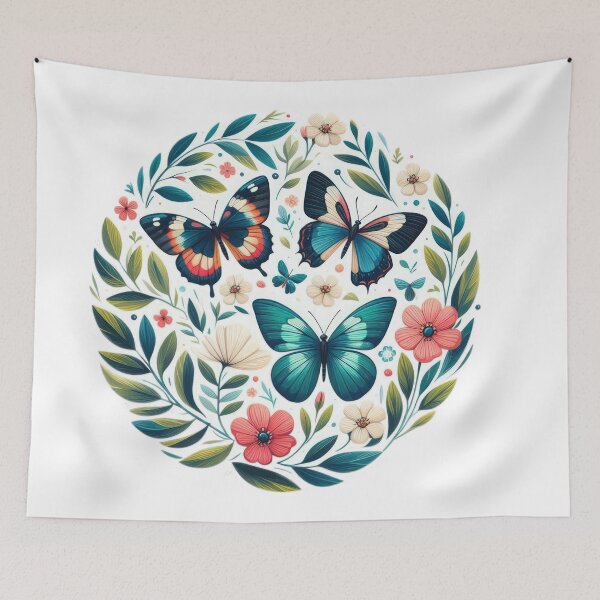 Item preview, butterflies with flowers landscape floral flowers background designed and sold by Expressions-Sel.